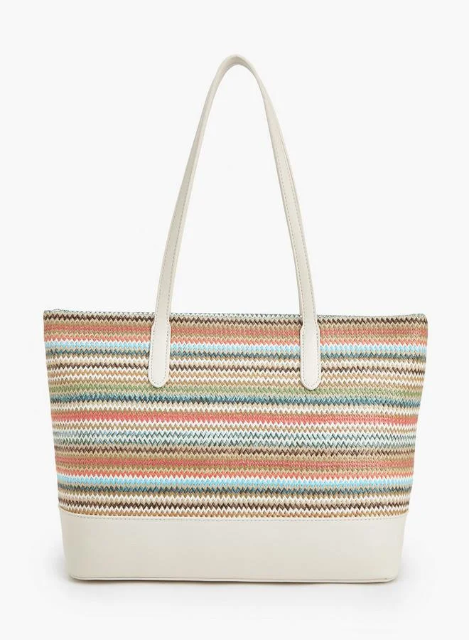 Peppermint MULTICOLOUR Textured Tote Bag With Zip Closure for Women | Best Price UAE